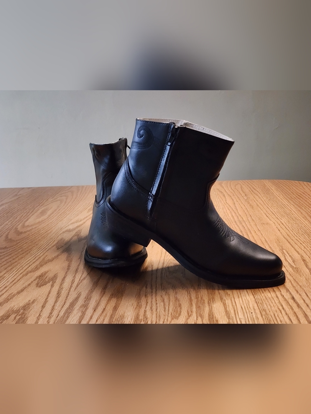 Saddle Tramp Leather Cowboy Boots Mens Size 9.5W Zipper Wide Biker Western - Picture 6 of 11